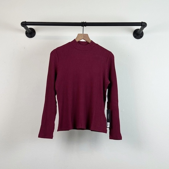 NWT Liverpool Ribbed Mock Neck Knit Long Sleeve Dried Plum - Picture 4 of 8